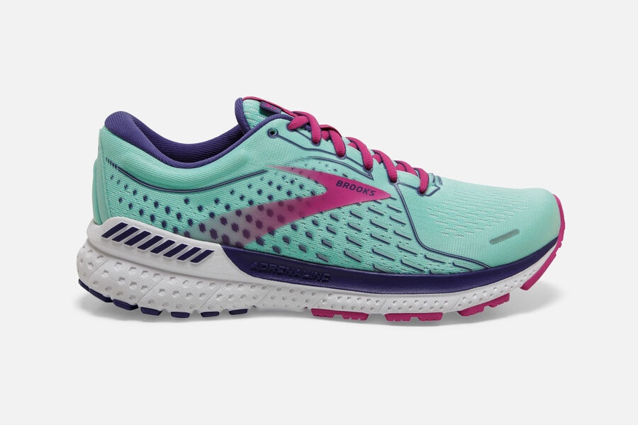 Brooks Adrenaline GTS 21 Road Running Shoes Womens - Turquoise/Pink - EWKDX-6581